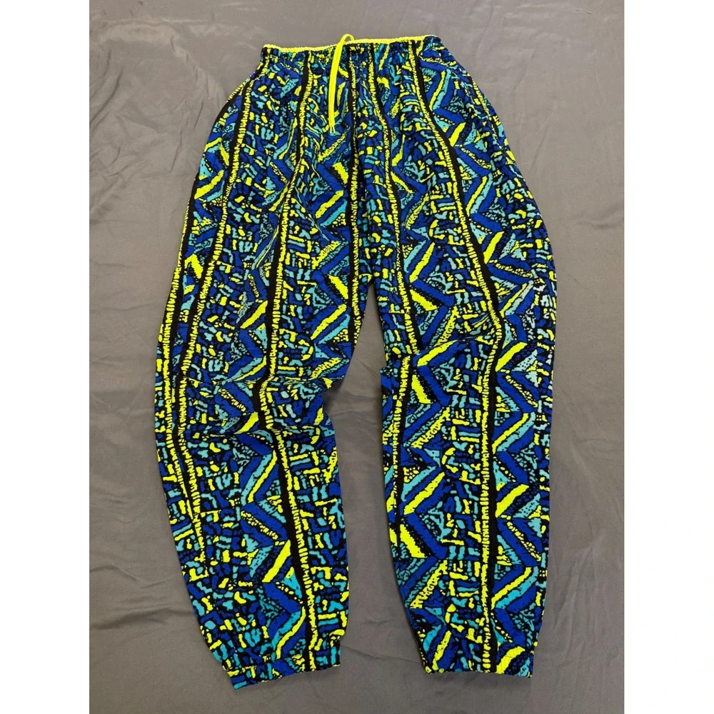 Vintage Insport Mens Tracksuit Set Large Blue Yellow Geometric 90s Windbreaker